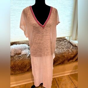 Pitusa White Coverup with Pink Trim